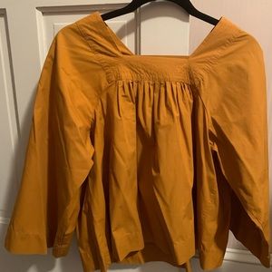 Madewell Orange Square Neckline Blouse